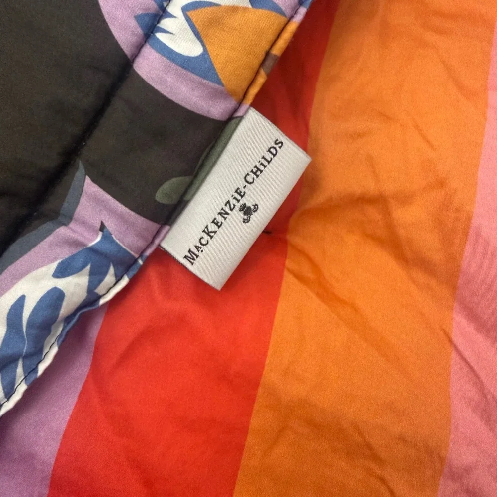 MacKenzie-Childs Jaipur Reversible Floral Stripe King Duvet Cover Black Mlti